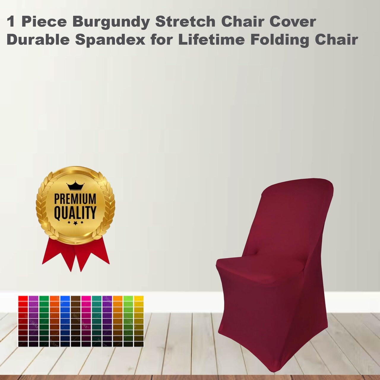1 Piece Burgundy Stretch Chair Cover Durable Spandex for Lifetime Folding Chair